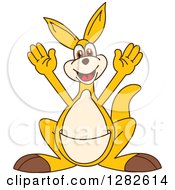 Clipart Of A Happy Kangaroo School Mascot Character Cheering Royalty Free Vector Illustration