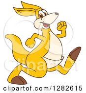 Poster, Art Print Of Happy Kangaroo School Mascot Character Running Or Speed Walking