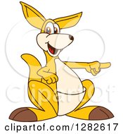 Happy Kangaroo School Mascot Character Pointing To The Right