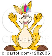Clipart Of A Happy Kangaroo School Mascot Character Punk Cheering Royalty Free Vector Illustration by Toons4Biz