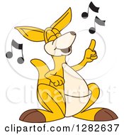 Happy Kangaroo School Mascot Character Singing On Chorus