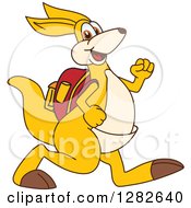 Happy Kangaroo School Mascot Character Student Walking