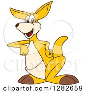 Poster, Art Print Of Happy Kangaroo School Mascot Character Leaning