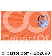 Clipart Of A Retro Boar Head Shield And Orange Rays Background Or Business Card Design Royalty Free Illustration