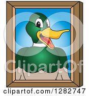 Poster, Art Print Of Happy Mallard Duck School Mascot Character Portrait