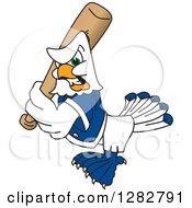 Tough Seahawk Sports School Mascot Baseball Player Character Batting