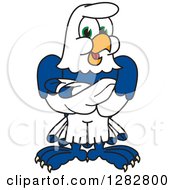 Happy Seahawk School Mascot Character With Folded Arms by Mascot Junction