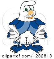 Happy Seahawk School Mascot Character With Wings On His Hips
