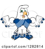 Happy Seahawk Sports School Mascot Character Flexing His Muscles
