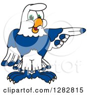 Happy Seahawk School Mascot Character Pointing To The Right