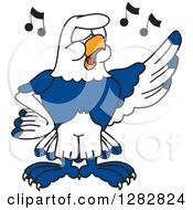 Happy Seahawk School Mascot Character Singing In Chorus