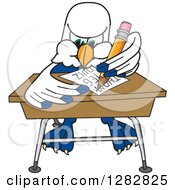 Poster, Art Print Of Seahawk School Mascot Character Writing At A Desk