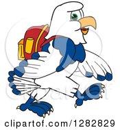 Happy Seahawk School Mascot Character Student Walking