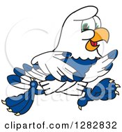 Poster, Art Print Of Happy Seahawk Sports School Mascot Character Running