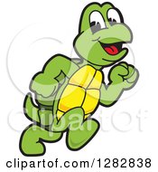 Poster, Art Print Of Happy Turtle School Sports Mascot Character Running