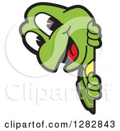 Clipart Of A Happy Turtle School Mascot Character Smiling Around A Sign Royalty Free Vector Illustration