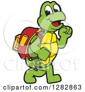 Poster, Art Print Of Happy Turtle School Mascot Character Walking To School
