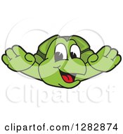 Clipart Of A Happy Turtle School Mascot Character Flying Or Leaping Royalty Free Vector Illustration by Toons4Biz