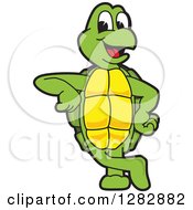 Poster, Art Print Of Happy Turtle School Mascot Character Leaning