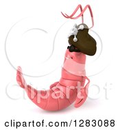Clipart Of A 3d Pink Shrimp Pirate Facing Left Royalty Free Illustration by Julos