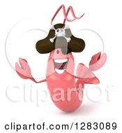 Clipart Of A 3d Pink Shrimp Pirate Cheering Royalty Free Illustration