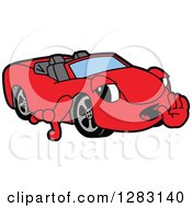 Clipart Of A Happy Red Convertible Car Mascot Character Telling A Secret Royalty Free Vector Illustration by Toons4Biz