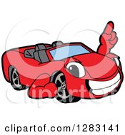 Poster, Art Print Of Happy Red Convertible Car Mascot Character Holding Up A Finger