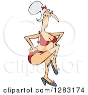 Senior Caucasian Woman Dancing In A Bikini