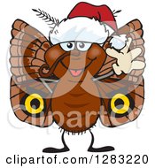 Friendly Waving Moth Wearing A Christmas Santa Hat