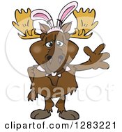 Poster, Art Print Of Friendly Waving Moose Wearing Easter Bunny Ears
