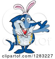 Poster, Art Print Of Friendly Waving Marlin Fish Wearing Easter Bunny Ears