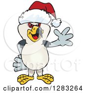 Friendly Waving Kite Bird Wearing A Christmas Santa Hat