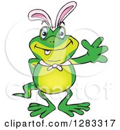 Poster, Art Print Of Friendly Waving Gecko Wearing Easter Bunny Ears