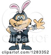 Poster, Art Print Of Friendly Waving Executioner Wearing Easter Bunny Ears