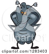 Clipart Of A Happy Rhino Beetle Royalty Free Vector Illustration