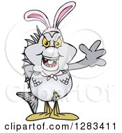 Poster, Art Print Of Friendly Waving Bream Fish Wearing Easter Bunny Ears