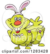 Poster, Art Print Of Friendly Waving Caterpillar Wearing Easter Bunny Ears