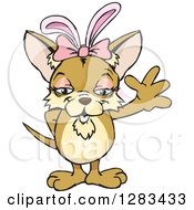 Clipart Of A Friendly Waving Chihuahua Dog Wearing Easter Bunny Ears Royalty Free Vector Illustration