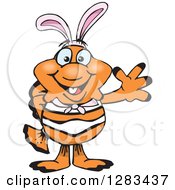 Poster, Art Print Of Friendly Waving Clownfish Wearing Easter Bunny Ears