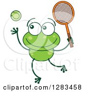 Poster, Art Print Of Green Frog Playing Tennis