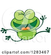 Poster, Art Print Of Happy Celebrating Jumping Green Frog
