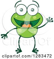 Poster, Art Print Of Friendly Waving Greeting Green Frog