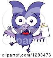Poster, Art Print Of Happy Purple Vampire Bat With A Beer
