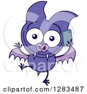 Poster, Art Print Of Happy Purple Vampire Bat Talking On A Cell Phone