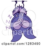 Clipart Of A Sleeping Purple Vampire Bat Royalty Free Vector Illustration by Zooco