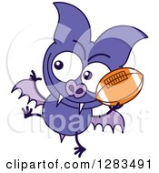 Poster, Art Print Of Purple Vampire Bat Throwing A Football