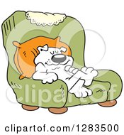 Poster, Art Print Of Happy White Dog Relaxing In A Green Arm Chair Dogs Rule