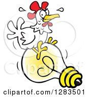 Clipart Of A White Hen Chicken Hatcing A Light Bulb Idea Royalty Free Vector Illustration by Johnny Sajem