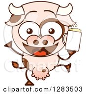 Poster, Art Print Of Cartoon Cow Dancing With Beer
