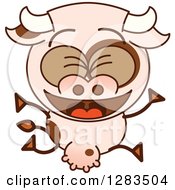 Poster, Art Print Of Cartoon Cow Jumping And Celebrating